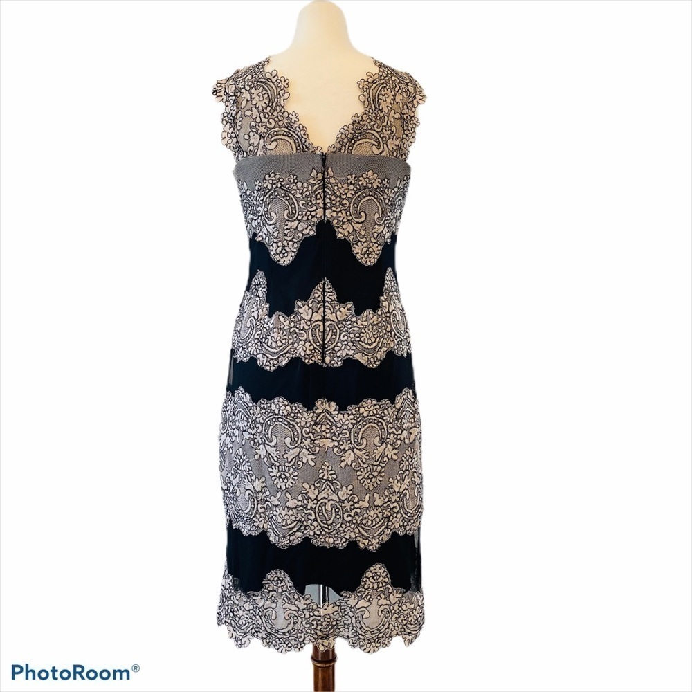 TAHARI Black & Blush Scalloped Edge Lace Sheath Dress Size 6 NEW - Picture 5 of 10